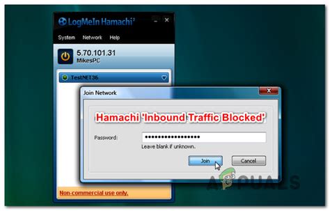 Hamachi Peer results: Inbound traffic blocked, check firewall .